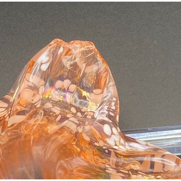 Tiger Lily Flower Vase Art Glass Laying Down 8” Hand Blown Iridescent Set Of 3 - Picture 8 of 8